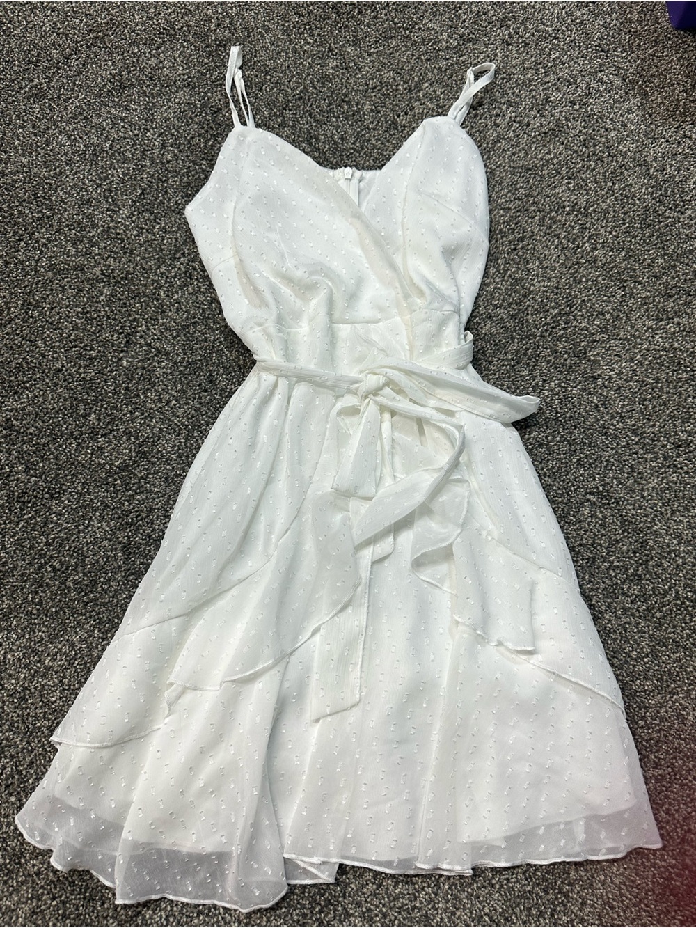 SHEIN White Spaghetti Strap Ruffled Mini Dress